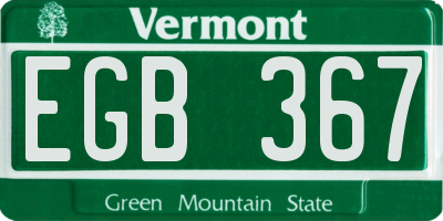 VT license plate EGB367