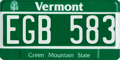 VT license plate EGB583
