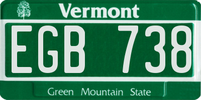 VT license plate EGB738