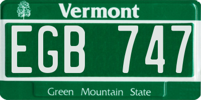 VT license plate EGB747