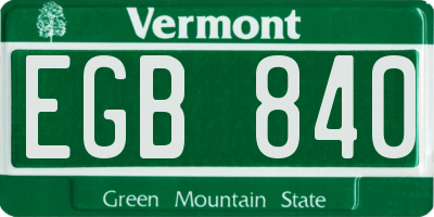 VT license plate EGB840