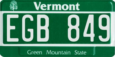 VT license plate EGB849