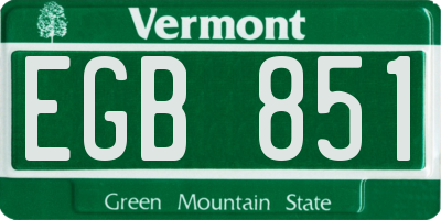 VT license plate EGB851