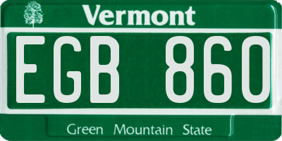 VT license plate EGB860