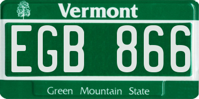 VT license plate EGB866