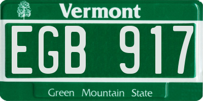VT license plate EGB917