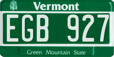 VT license plate EGB927