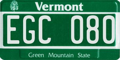 VT license plate EGC080