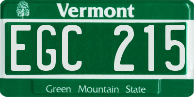 VT license plate EGC215