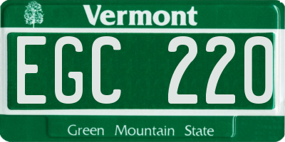 VT license plate EGC220