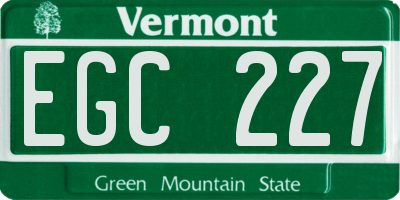 VT license plate EGC227