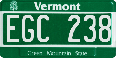 VT license plate EGC238