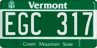 VT license plate EGC317