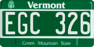 VT license plate EGC326