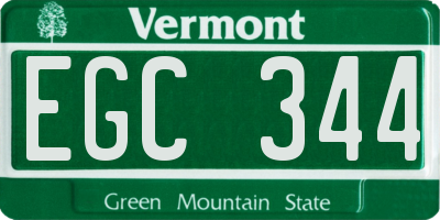 VT license plate EGC344