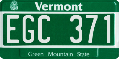 VT license plate EGC371