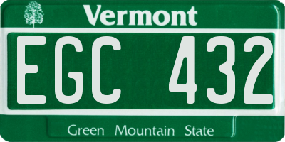 VT license plate EGC432