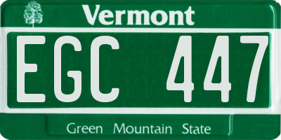 VT license plate EGC447