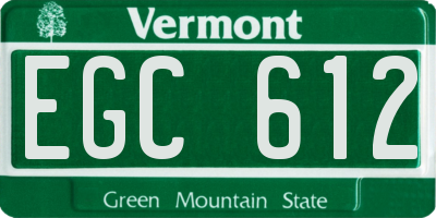 VT license plate EGC612