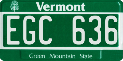 VT license plate EGC636