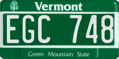 VT license plate EGC748