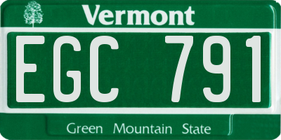VT license plate EGC791
