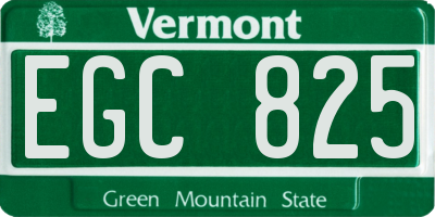 VT license plate EGC825