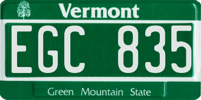 VT license plate EGC835
