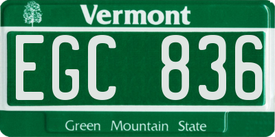 VT license plate EGC836