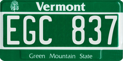 VT license plate EGC837