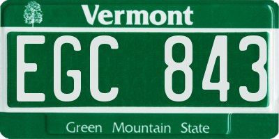 VT license plate EGC843