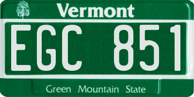 VT license plate EGC851