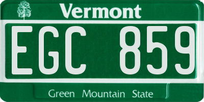VT license plate EGC859