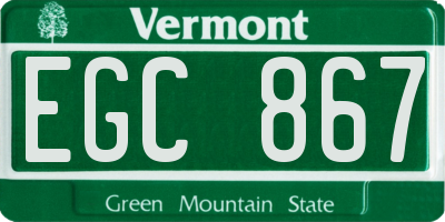 VT license plate EGC867