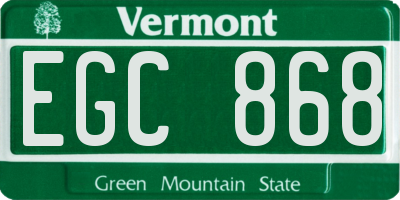 VT license plate EGC868