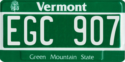 VT license plate EGC907