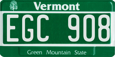 VT license plate EGC908