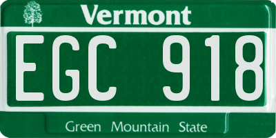 VT license plate EGC918