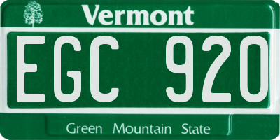 VT license plate EGC920