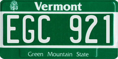 VT license plate EGC921