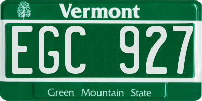 VT license plate EGC927