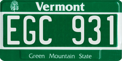 VT license plate EGC931