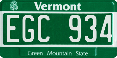VT license plate EGC934