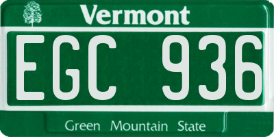 VT license plate EGC936