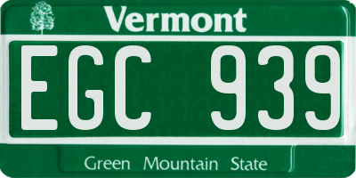 VT license plate EGC939