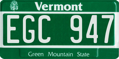 VT license plate EGC947