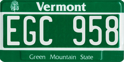VT license plate EGC958
