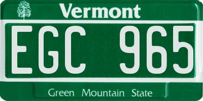 VT license plate EGC965