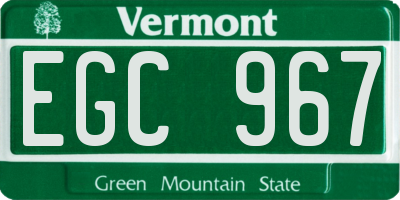 VT license plate EGC967