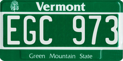 VT license plate EGC973